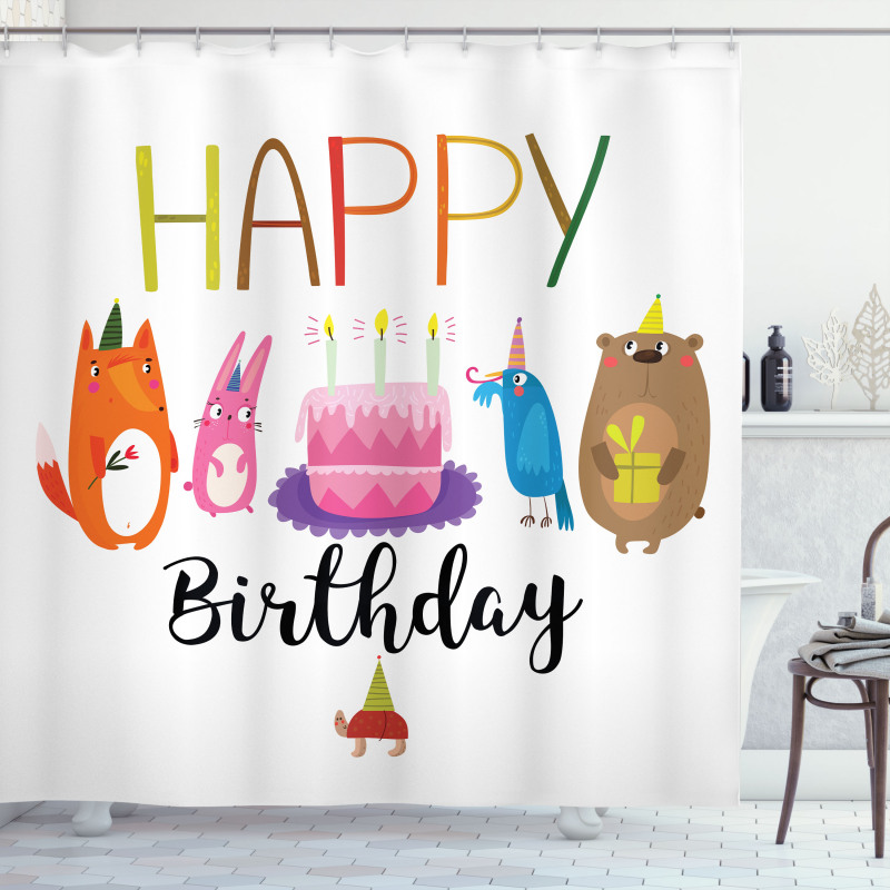 Cake Animal Friends Shower Curtain