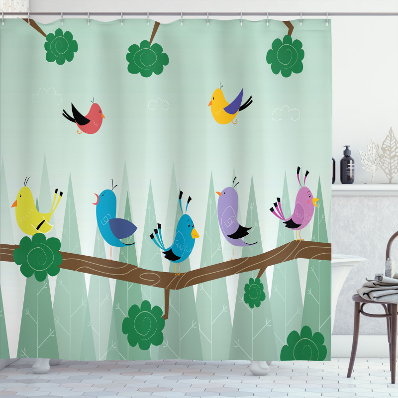 Birds on Branch Shower Curtain