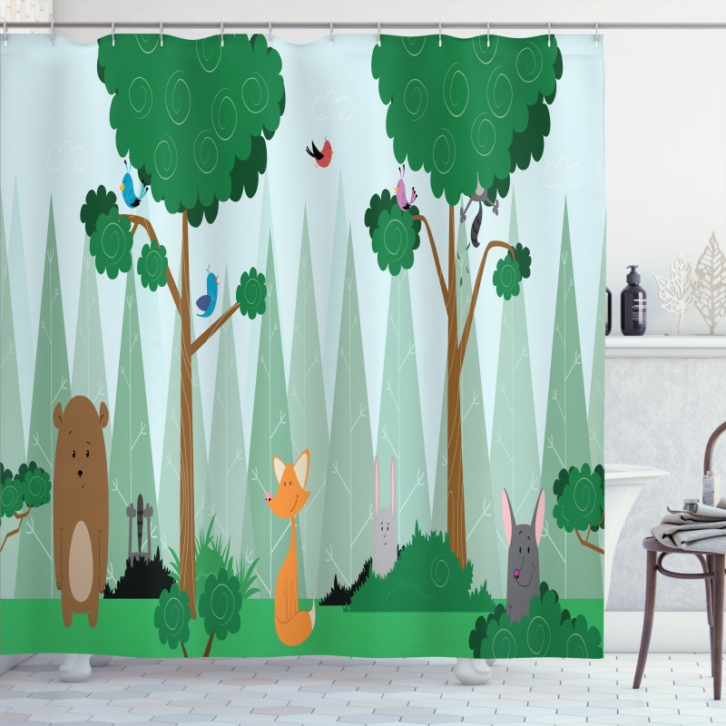 Woods Cartoon Shower Curtain