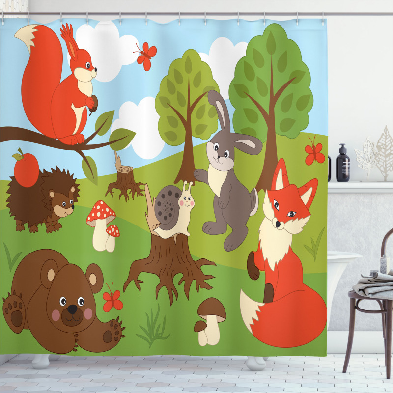 Woodland Fauna Shower Curtain