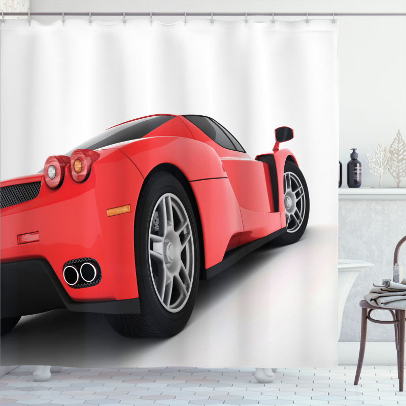 Red Super Sports Car Shower Curtain