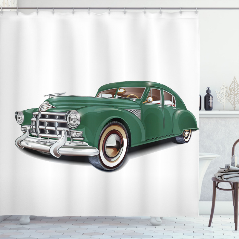 Nostalgic Vintage Car Shower Curtain