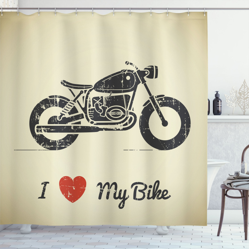 Grunge Flat Motorcycle Shower Curtain