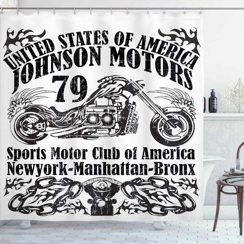 Old Racer Motorcycle Shower Curtain