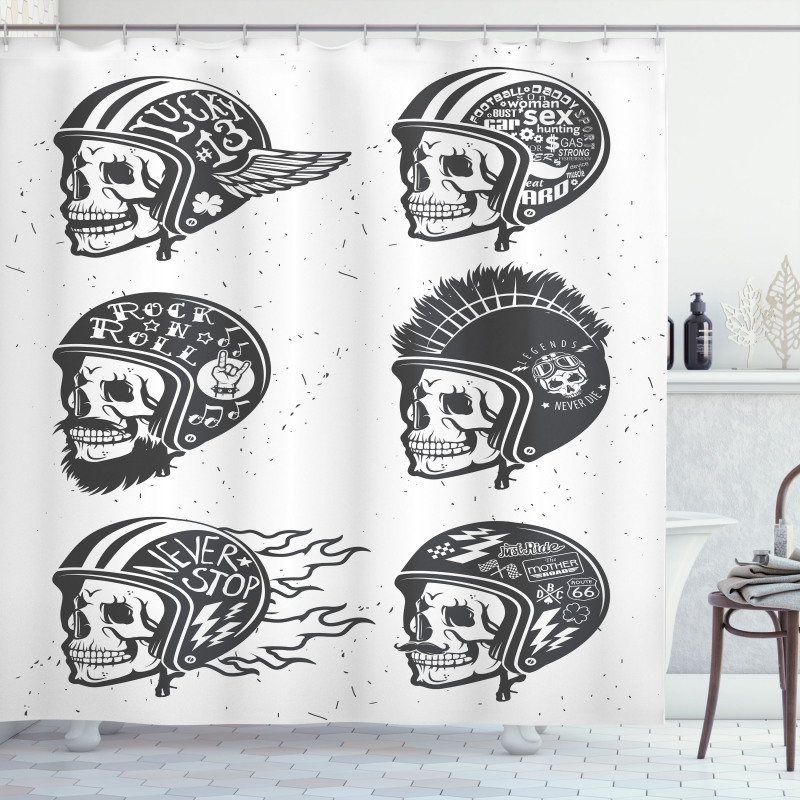 Greyscale Sketch Skulls Shower Curtain