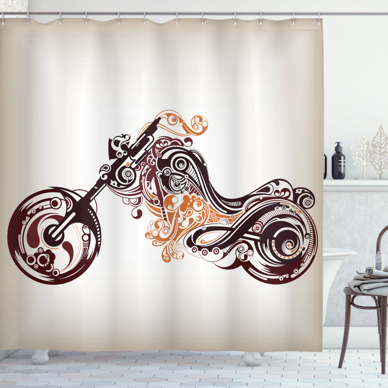 Curvy Floral Bike Shower Curtain