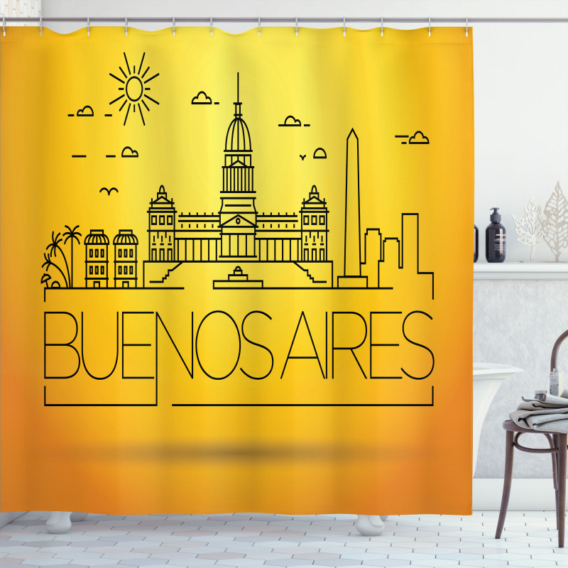 Buenos Aires Line Art Shower Curtain