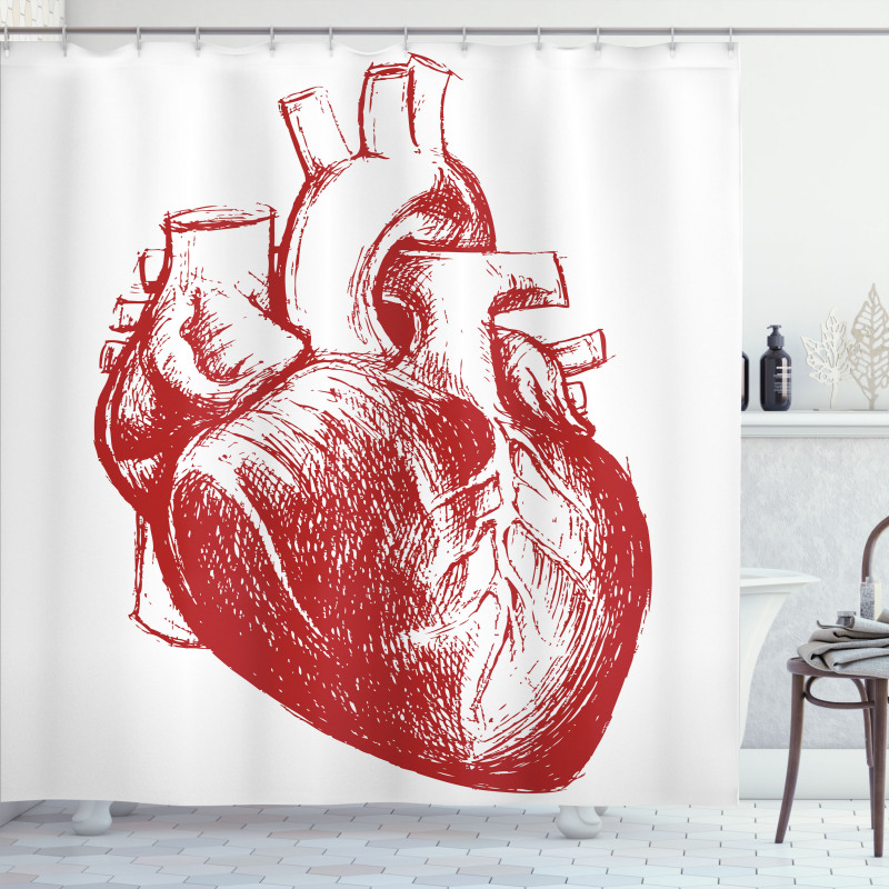 Sketch of Cardio Organ Shower Curtain