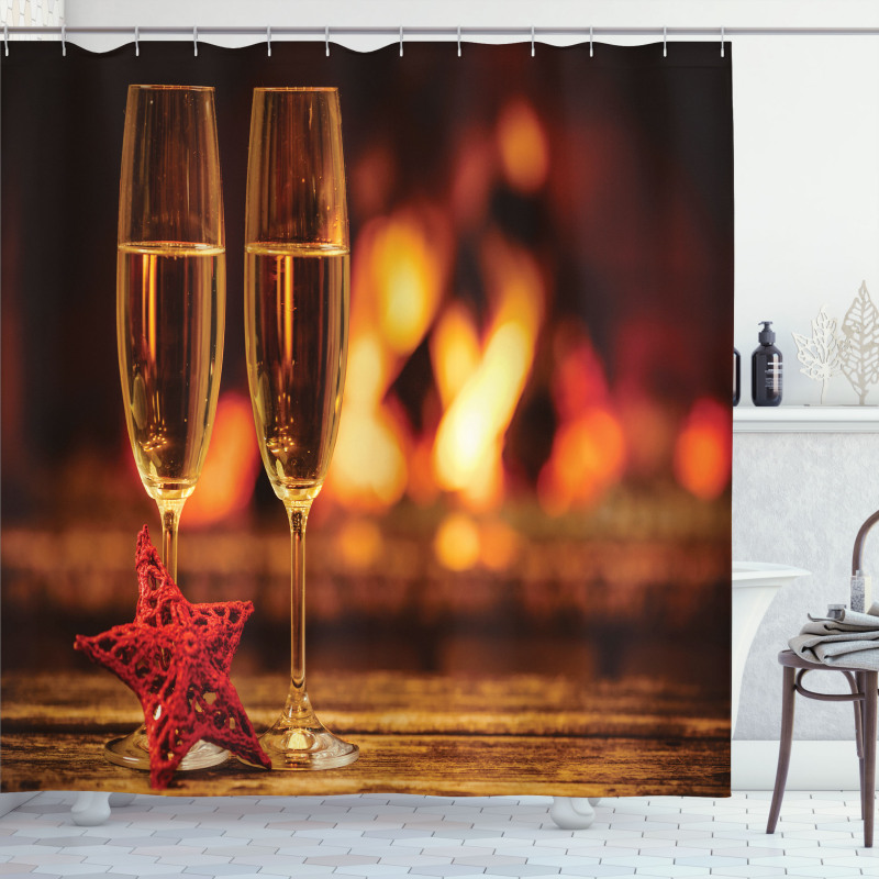 Romantic Champagne Glass Shower Curtain