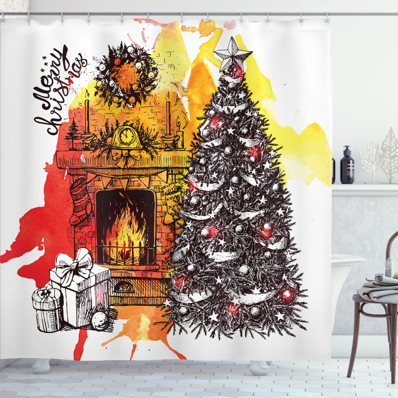 Christmas Sketch Shower Curtain