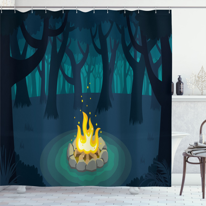 Campfire Woods Night Shower Curtain