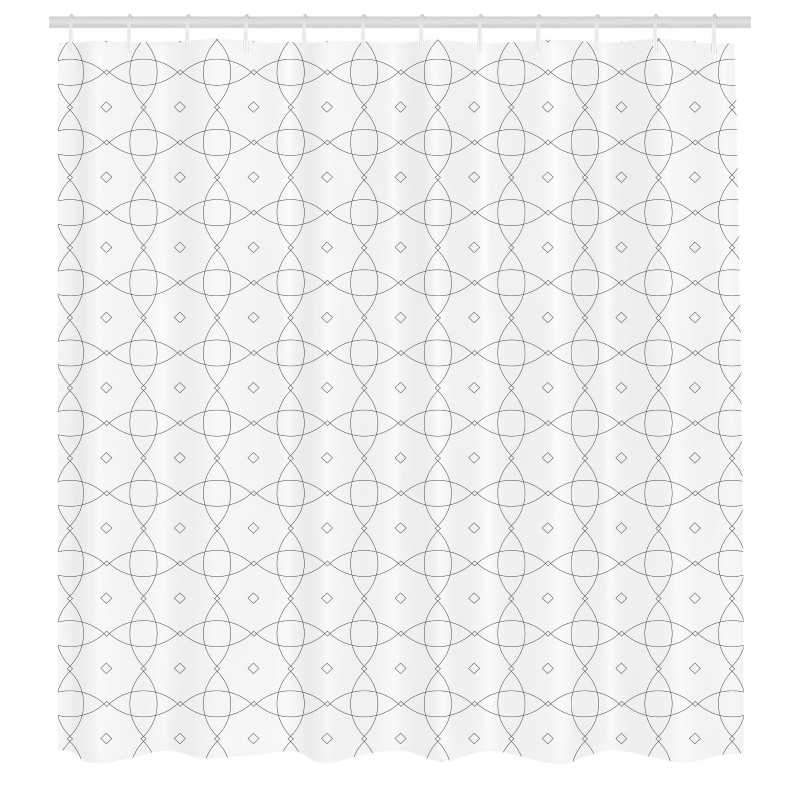 Geometrik Duş Perdesi Siyah Beyaz Dörtgen ve Eğriler Desenli