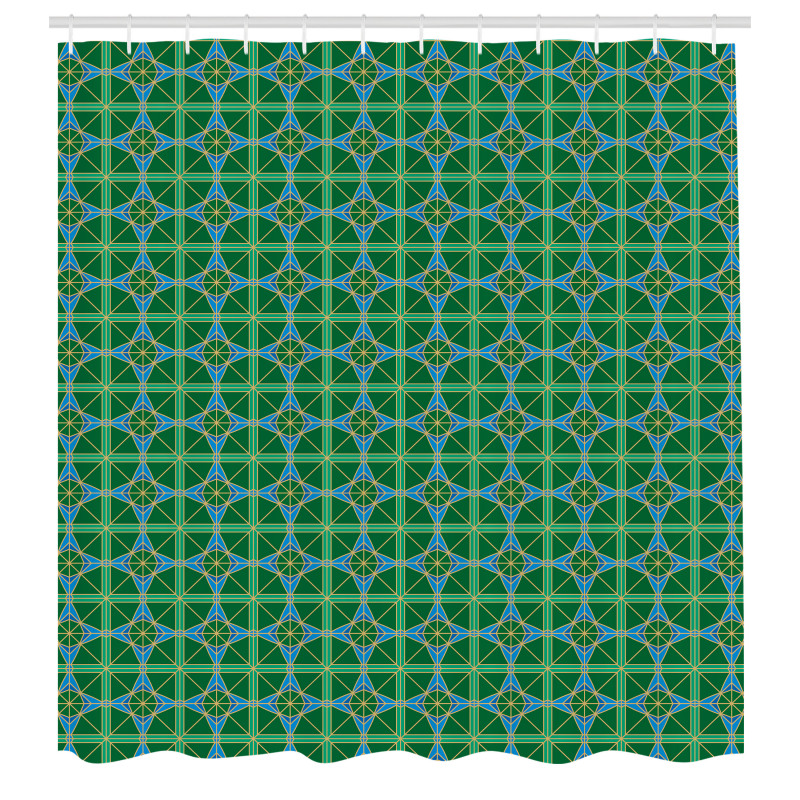 Geometrik Duş Perdesi Kare Çapraz Çizgili Desenli