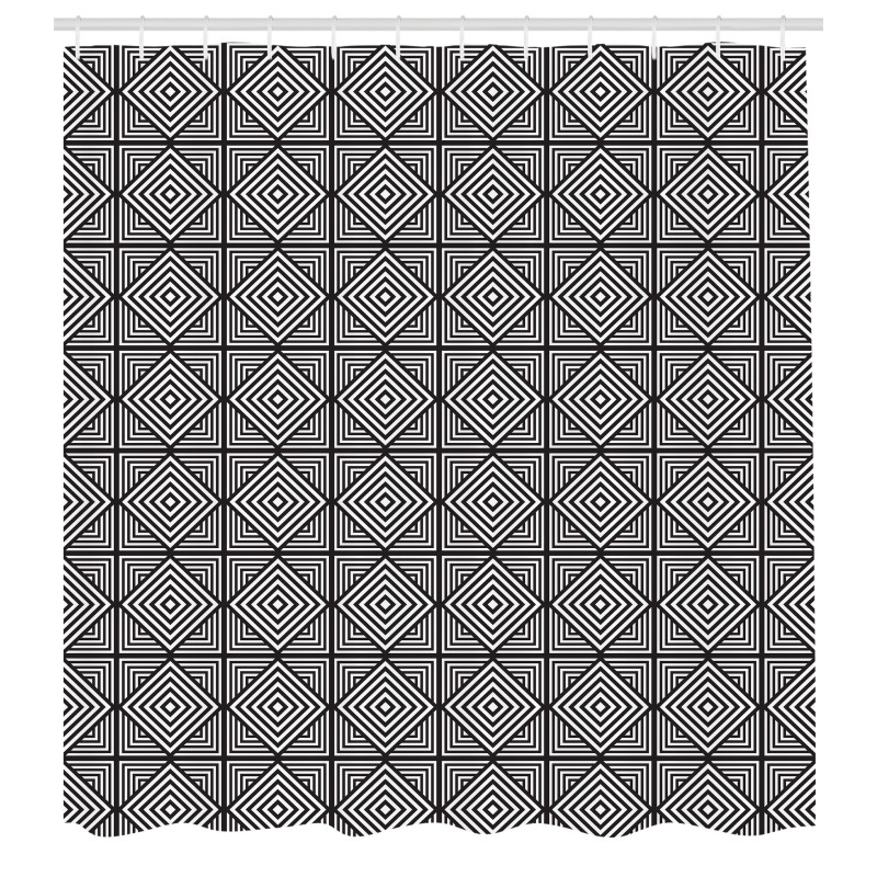 İllüzyon Duş Perdesi Göz Yanılması Yapan Geometrik Desenler