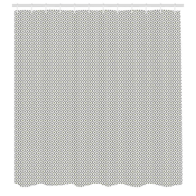 Dinamik Duş Perdesi Minik Çiçek Şeklinde Geometrik Desenler