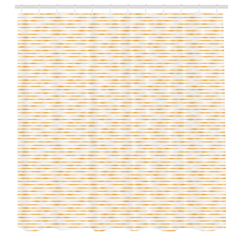 Geometrik Duş Perdesi Beyaz Fon Üzerinde Turuncu Çizgi Desenli