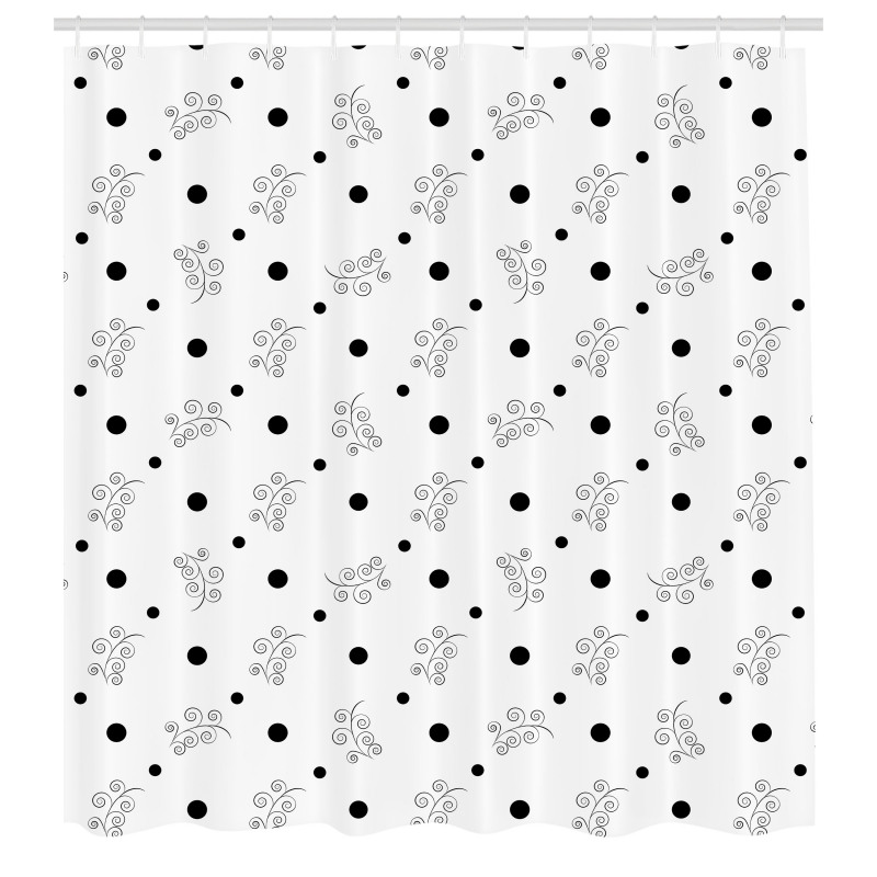 Nokta Duş Perdesi Sade Geometrik Tekrarlı Soyut Dal Tasarımı 