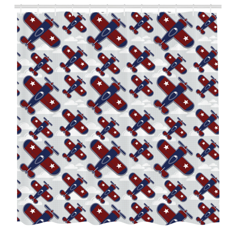 Uçak Duş Perdesi Yıldız Kanatlı Savaş Araçları Tekrarlı Desen 