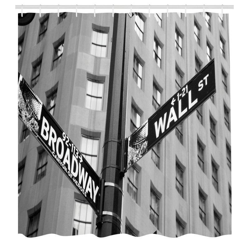 Ülkeler ve Şehirler Duş Perdesi Wall Street ve Broadway