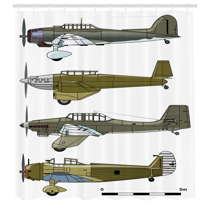 Ulaşım Araçları Duş Perdesi Eski Savaş Uçakları
