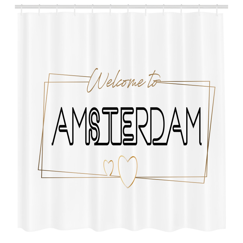 Minimal Duş Perdesi Modern ve Sade Welcome to Amsterdam Yazısı