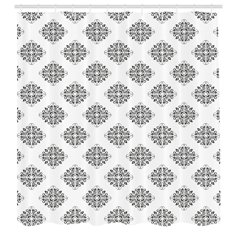 Çiçek Duş Perdesi Geometrik Simetrik Klasik Süsleme Motifleri