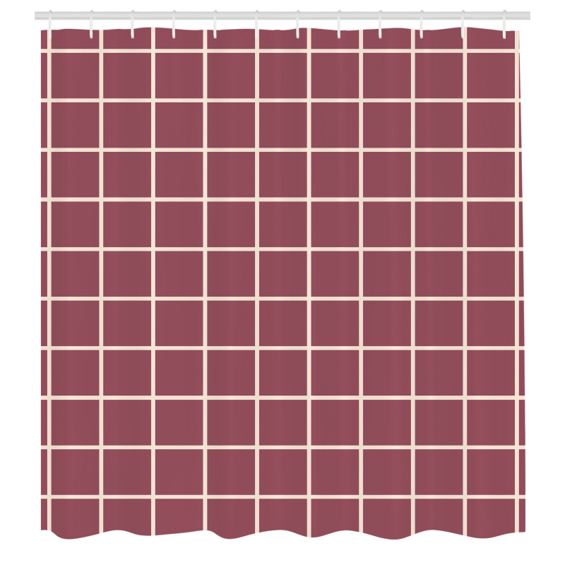 Geometrik Duş Perdesi Yatay ve Dikey Çizgiler ile Küçük Kareler