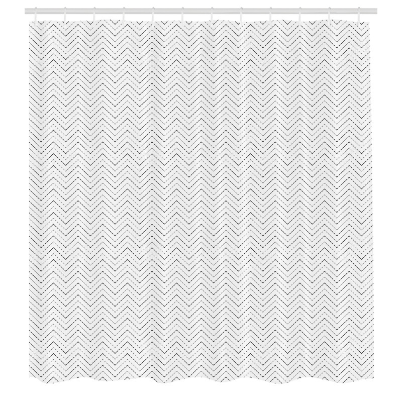Geometrik Duş Perdesi Koyu ve Soluk İnce Kesik Zikzak Çizgiler