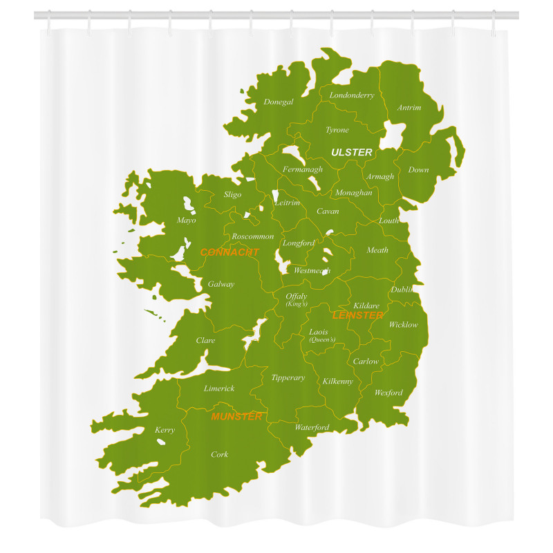 Coğrafya Duş Perdesi Detaylı Bütün İrlanda Haritası Çizimi