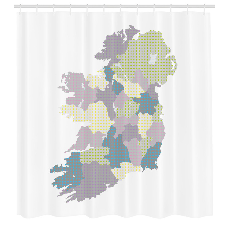 Şehir Duş Perdesi Soluk İrlanda Sınırları Geometrik Haritası