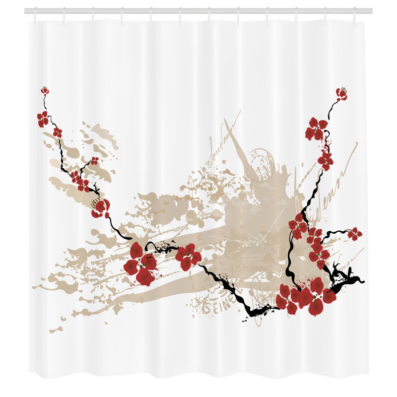 Çiçekli Duş Perdesi Çiçeklenmiş Ağaç