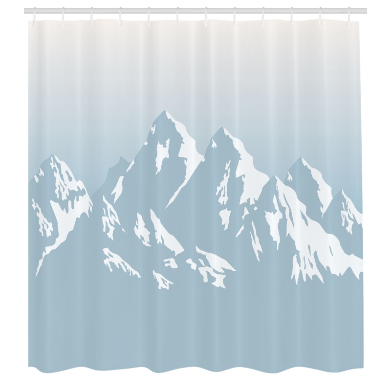 Dağ Duş Perdesi Grafik Soyut Karlı Dağlar Deseni Yüksek Tepeler