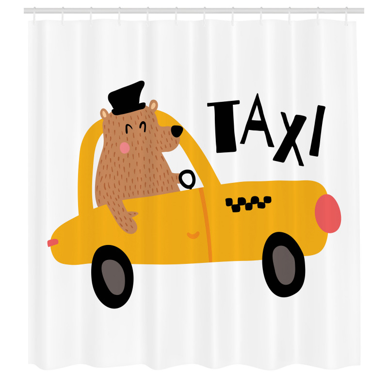 Taxi Duş Perdesi Çocuksu Grafik Tatlı Hayvancık Yazılı Desen