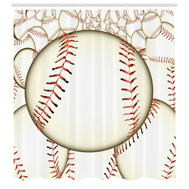Spor Duş Perdesi Beyzbol Topu Desenli