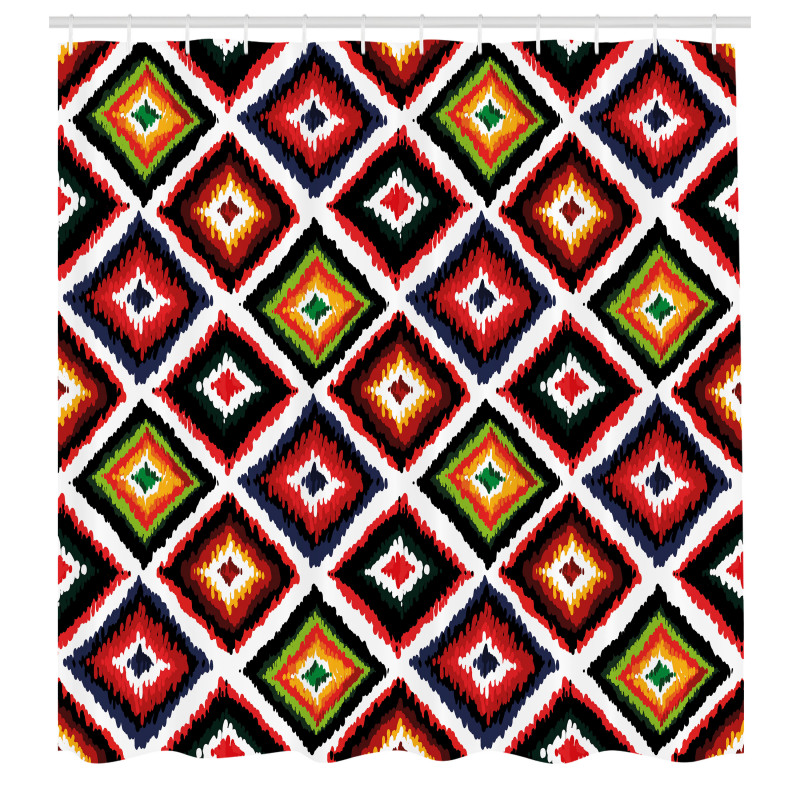 Rengarenk Duş Perdesi Nostaljik Kilim Desenli