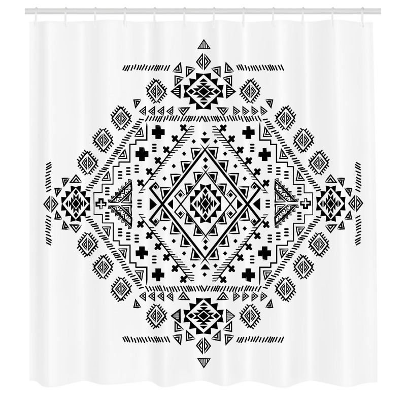 Etnik Duş Perdesi Geometrik Kilim