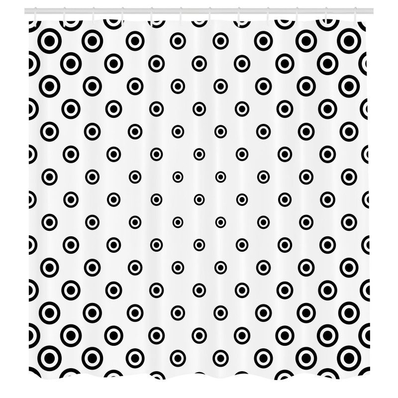 Siyah Beyaz Duş Perdesi Geometrik Minik Daire Desenli