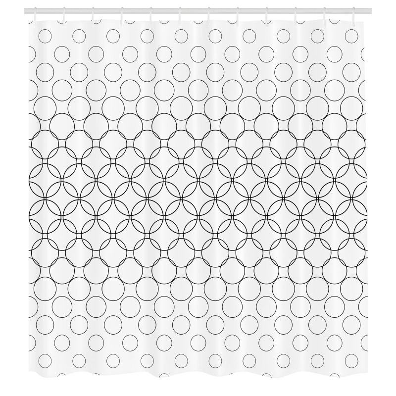 Geometrik Duş Perdesi Siyah Beyaz Daire