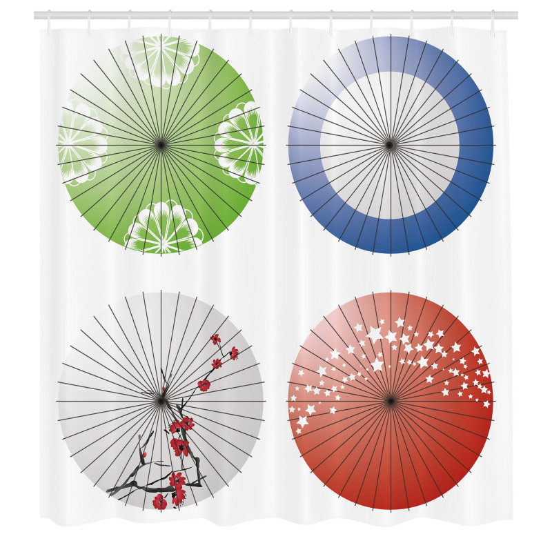 Semboller Duş Perdesi Japon Şemsiyesi Desenli