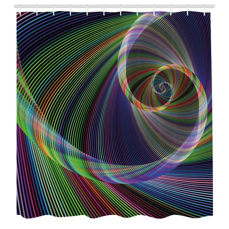 Geometrik Duş Perdesi Spiral Fraktal Fütüristik Desenli