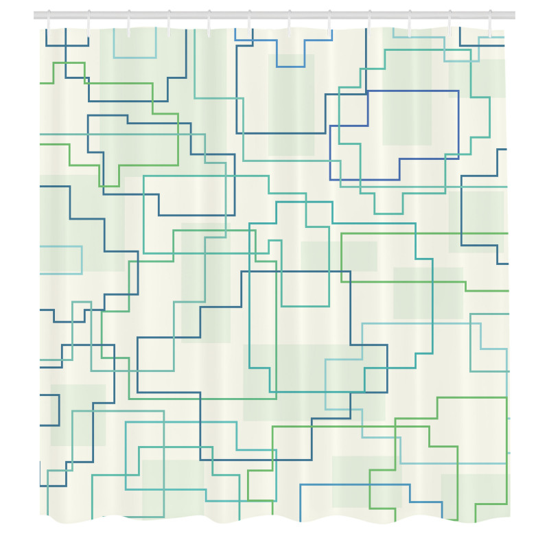 Çizgili Duş Perdesi Fütüristik Tema Geometrik Desenli