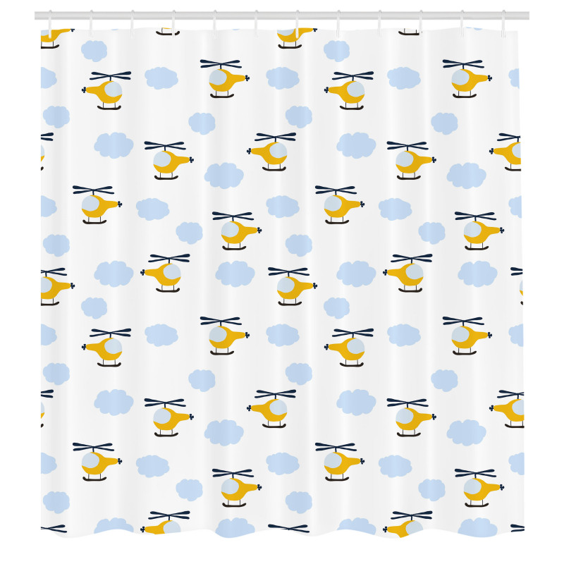 Çocuklar için Duş Perdesi Helikopter ve Bulut