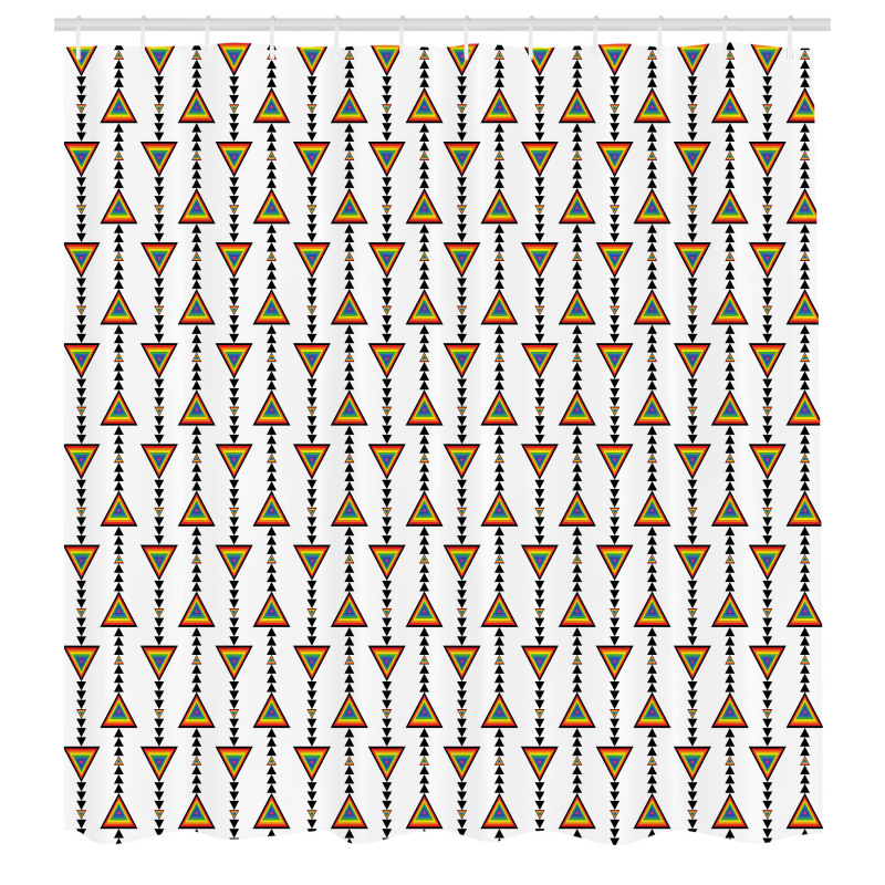 Karışık Desen Duş Perdesi Gökkuşağı Üçgenleri
