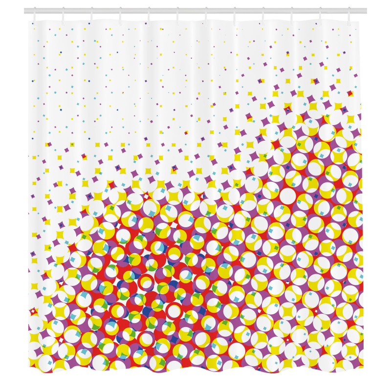 Benekli Duş Perdesi Renkli Geometrik Şekil