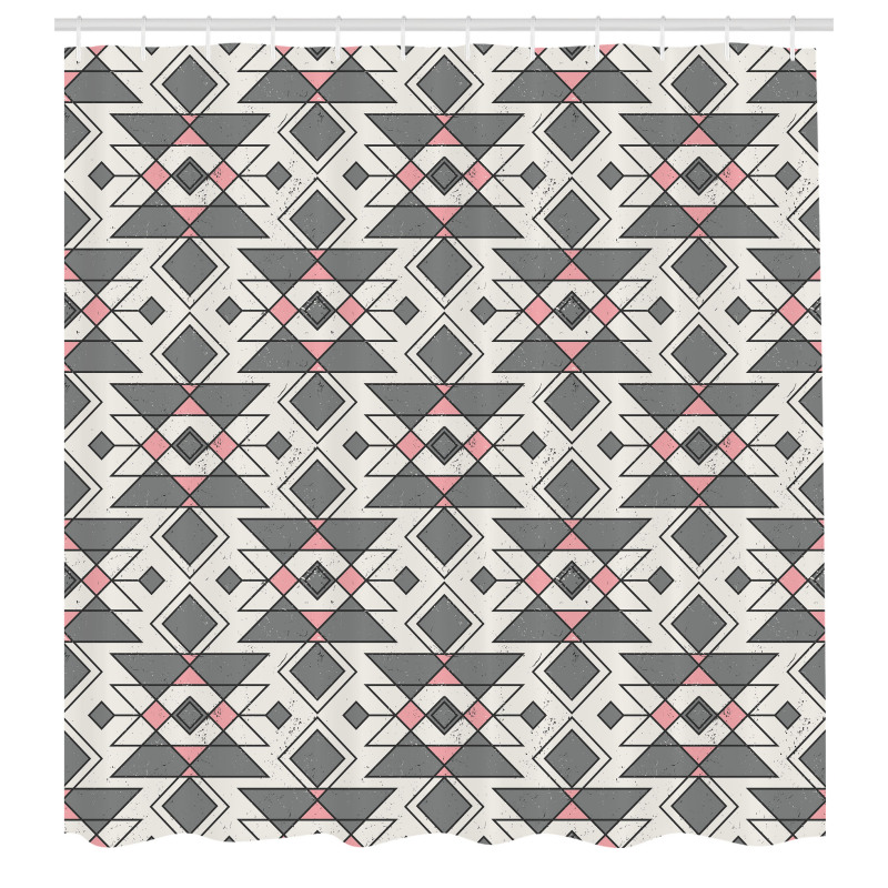 Soyut Duş Perdesi Geometrik Kilim Desenli