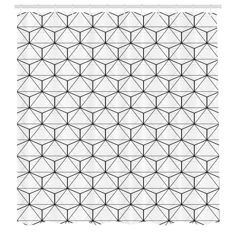 Geometrik Duş Perdesi Birbiriyle Bağlantılı 6 Köşeli Biçimler