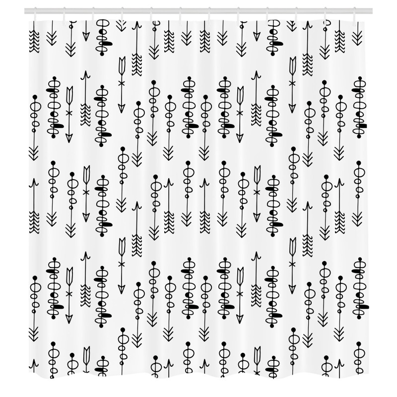 Etnik Duş Perdesi Siyah Ok Desenli