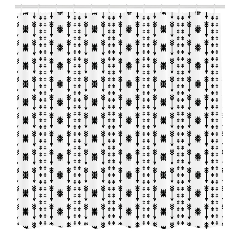 Tribal Duş Perdesi Etnik Siyah Ok Desenli