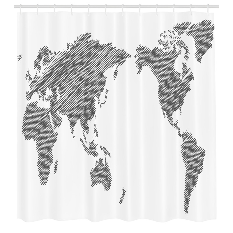 Harita Duş Perdesi Karalamalı Desen