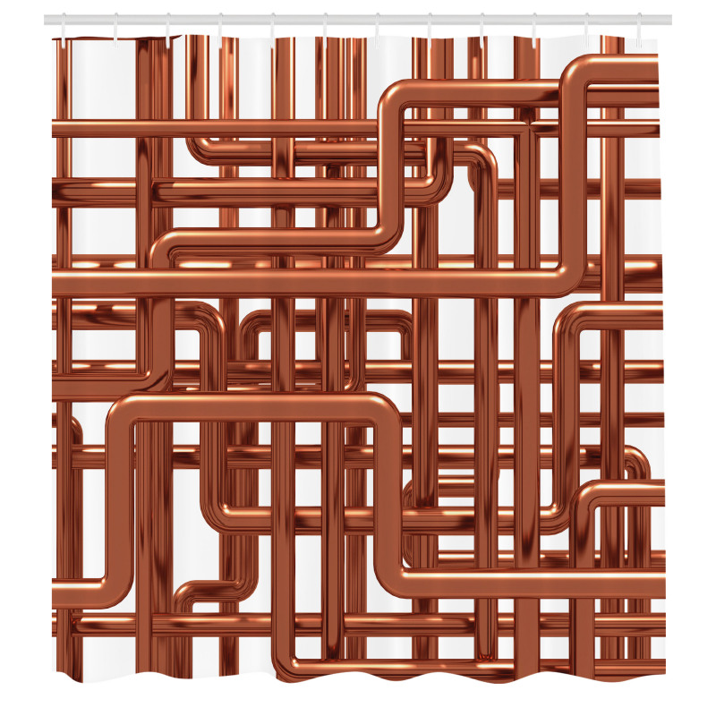 Mekanik Duş Perdesi Labirent Bakır Desenli